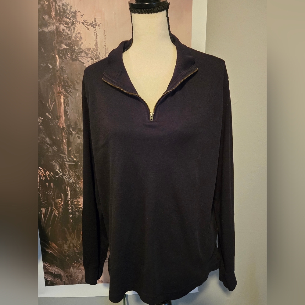 Guc Jos A Bank Quarter Zip Pullover Black Longsleeve Sz L. Men's.